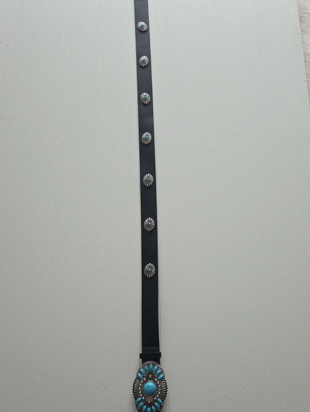 Black Belt With Turquoise Decor